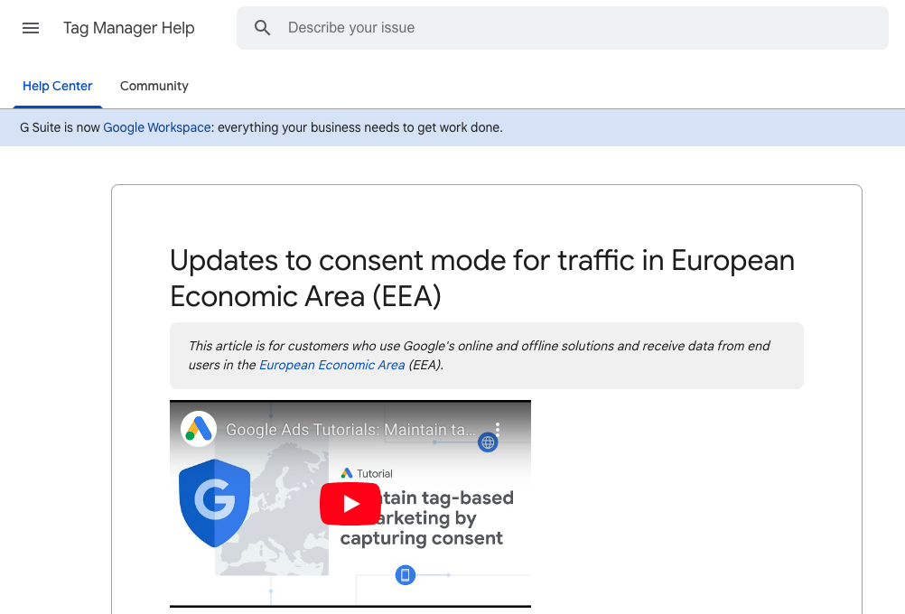 Updates to consent mode for traffic in European Economic Area (EEA)