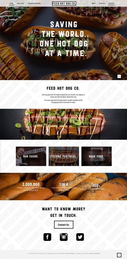 Feed Hot Dog Co, website design, homepage