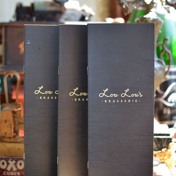 Lou Lou's Brasserie menu design, graphic design